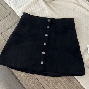 Express Midnight Black Button-Up Mini Skirt